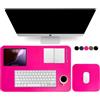 lux brand Set di Tappetini da Scrivania in Vera Pelle, 2 pezzi: Tappetino da scrivania XXL e Tappetino Mouse Pad. Sottomano da Ufficio, Tappetino da Tavolo, Tastiera e Mouse, PC. Made in Italy (Rosa)