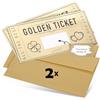 DasWas 2 Biglietti D'oro Voucher, Buoni Regalo da Riempire con Adesivi da Grattare, Biglietti da Grattare e Buono fai da te, Regalo Personalizzato in Busta Scintillante
