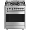 Smeg B71GMX2 Cucina Gas 5 Fornelli con Forno Elettrico da 70 cm Stainless steel