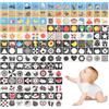 DYMHQ 160 Immagini Carta Stimolazione Visiva a Doppia Faccia, 12x12cm Carte Sensoriali Neonati in Bianco e Nero Impermeabili, Flash Cards ad Alto Contrasto Educative per Bambini 0-36 Mesi