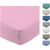 Tata Home Lenzuolo Sotto Flanella Matrimoniale con Angoli ed Elastici 100% Caldo Cotone Misura cm 180x200 Altezza Materasso cm 24 Tinta Unita ROSA