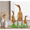 Rikmani - Figura di legno Anatra Stivali Verde - Fatto a mano in legno Decorazione Regalo Figurina 26 cm