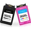 LeciRoba 302 xl per cartucce hp 302 302xl per HP DeskJet 1110 2130 3630 3636 3639 OfficeJet 3830 3831 3833 5230 5264 Envy 4524 4525 (1-nero 1-colore)