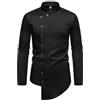 Genérico Camicia Da Uomo In Cotone Senza Ferro Di Base Costumi Tinta Unita Orlo Arrotondato Vestiti Taglio Aderente Top, bianco, L