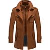 SUIUOI Cappotto di lana da uomo, lungo trench, caldo cappotto di lana, con risvolto, casual, tinta unita, cashmere, cappotto corto, per il lavoro e il tempo libero, Cammello, L