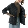 LCDIUDIU Capotto Di Donna Invernale,Cappotto Trapuntato Leggero Da Donna con Maniche A 3/4, Viola, Scollo A V, Bottoni Automatici, Pieghe A Griglia Diamantata, Caldo, Giacca Reversibile, Casual, Ade