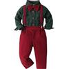 Yimutian Completo Elegante Bambino Camicia Fiocco e Bretelle Pantaloni 4 Pezzi per Matrimonio Partito Nozze Compleanno Verde Scuro 11-12 Anni