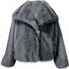 ZhuiKun Cappotto Donna in Pelliccia Sintetica Calda Morbida Legera Giacca Corto con risvolto Cardigan a Manica Lunga - Grigio Bianco, XL