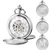 TREEWETO Orologio da taschino da uomo personalizzato incisione orologio da tasca con catena classica vintage regali meccanici regalo per matrimonio testimoni sposo migliore uomo, 10. argento