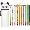LEGAMI - Set di 10 penne gel cancellabili + astuccio Panda 2 in 1 - con inchiostro cancellabile termosensibile, gamma di colori dell'inchiostro e disegni a botte, punta da 0,7 mm