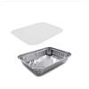 VIRSUS 100 Vaschette in Alluminio Rettangolari Argentate contenitori per Alimenti USA e Getta, perfette per teglie in Alluminio per Takeaway + 100 coperchi (4 Porzioni R29L)
