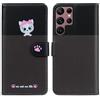 SNCLET Wallet Case per Samsung Galaxy S22 Ultra Custodia Pelle PU Libro Motivo Animale Portafoglio Slot per Schede Funzione Supporto Magnetica Protettiva Custodia per Galaxy S22 Ultra,Gattino Grigio