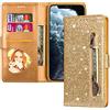 VLQI Custodia Libro Compatibile con Xiaomi Redmi Note 10 PRO Glitter Cover Portafoglio Magnetica Antiurto con Slot per Schede Brillantini Donna Ragazza Accessori di Cellulari Oro