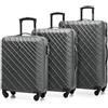 WITTCHEN Valigia da viaggio Bagaglio a mano Valigia da cabina Valigia rigida in ABS con 4 ruote girevoli Serratura a combinazione Maniglia telescopica Classic Line Set di 3 valigie Nero