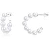 Candyfancy Orecchini a cerchio in argento sterling 925 con perle, orecchini a cerchio con perline, orecchini rotondi con perle, gioielli per donne e ragazze