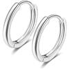 Candyfancy Orecchini a Cerchio in Argento 925 Donna Uomo 7mm 8mm 9mm 10mm 12mm Semplici Piccoli Cerchi per Cartilagine Trago Elica Anello Orecchio Huggy Creolo