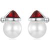 Qings Orecchini con Cappello di Natale per Donne 925 Argento 925 Piccoli Cappelli di Babbo Natale Carino Rosso Orecchini di Perla di Natale Vacanze Anno Nuovo Gioielli Accessorio