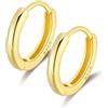 Candyfancy Orecchini a Cerchio in Argento 925 Placcato oro Donna Uomo 10mm Semplici Piccoli Cerchi per Cartilagine Trago Elica Anello Orecchio Huggy Creolo