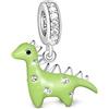 GNOCE Ciondolo Dinosauro in Argento Sterling Ciondolo Pendente Animale per Amanti dei Dinosauri Adatto a Braccialetti/Collane per Donne Ragazze Moglie Figlia (Verde)