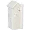 Relaxdays Casetta Portacandele in Ceramica, Casa Luminosa Porta-Tealight, per 1 Candelina, HLP: 13,5 x 6 x 6 cm, Bianco
