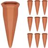 Relaxdays Set da 10 Coni Irrigazione, Piante in Vaso e Fioriere Innaffiatori per Bottiglie da 1 litro in Pet, Terracotta, Ceramica