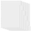 Jeffdad 6 fogli divisori A5, in plastica divisori, 6 fori, separatori laterali, A5-divisori per raccoglitori, raccoglitori ad anelli, agenda (Bianco)