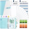 Taope Raccoglitore Notebook A6,TAOPE Portadocumenti in Pelle PU con 12 Trasparente Sacchetti Cerniera Compilabile,Raccoglitore ad Anelli per Budget di Contanti Organizzatore di Buste Risparmio di Denaro-Blu