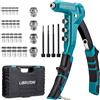 Libraton Dado Rivettatrice Professionale da 9,5, Pistola per Rivetti Inserti Filettati, Pinza Manuale a Rivetti Dadi, con 40pz Dadi M3, M4, M5, M6, Mandrini Intercambiabili 4pz, per Inserti Filettati