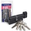 APECS Cilindro con pomolo APECS, serratura a cilindro con pomolo 100 (40C/60) mm per serratura della porta di casa con 5 chiavi, modello SM-100(40C/60)-C-BLM