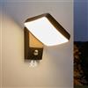 Leselux Applique da Esterno Con Sensore Di Movimento IP65, 18W Lampada Da Esterno Alluminio Ruggine, Luci Da Esterno a Parete 3000K Luce Calda 1600LM Orientabile 350°, Lampade da Muro Esterno Nero