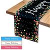 YANXINKE Happy Birthday Runner,183x33cm Runner da Tavolo Compleanno,Runner da Tavola Feste Compleanno,Tovaglia di Buon Compleanno,Happy Birthday Runner da Tavolo,Compleanno Runner (Nero)
