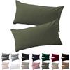Soifox Set di 2 federe 40 x 60 cm, colore verde oliva per cuscini 40 x 60 cm, 100% microfibra, resistenti e ipoallergeniche, con chiusura lampo