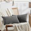 FDTERN Set di 2 Boho Federe de Cuscini per Divano 35x60 in Velluto a Coste，Moderno Morbido Motivo a Croce Decorativa Copricuscini per Divano Camera da Letto,Grigio Scuro