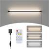 Aipsun Lampada LED da Parete 14W 1000 Lumen con Telecomando + Timer - 3 Regolazioni Colori (3000K-6000K), Spina Integrata, 100 cm Nero per Interni Camera da Letto/Soggiorno/Scale