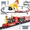 DONGQI Trenino Natalizio,Trenino Elettrico per Bambini, Locomotiva a Vapore,Trenino Elettrico di Natale con Fumo, Luci e Suoni, Pista Treno Elettrico è un Regalo di Giochi per Bambini 4 5 6 7 8 9 10 Anni