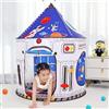GEIwenle Tenda a Razzo Per Bambini,Tenda da Gioco Interni Esterni,Capanna Gioco Cameretta a Razzo Astronauta Spaziale per Ragazzi Ragazze Casetta Pieghevole Pop-up castello per bambini Regalo Natale Compleanno