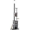 PawHut Tiragraffi a Soffitto Multilivello per Gatti con Corde in Sisal, Piattaforme e Casette, 60x40x225-255cm Grigio
