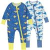 HAHASHOW Pagliaccetti Confezione da 2 Ragazzo Ragazza Neonato Cerniera Set Manica Lunga Pagliaccetto Polsini Arrotolati Tuta Vestiti Del Bambino Natale 18-24 Mesi Shark Giraffe