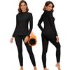 WOWENY Biancheria intima termica da donna in pile, set di biancheria intima da sci invernale, biancheria intima calda funzionale, top termico con colletto alto e pantaloni termici leggings per uso