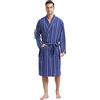 FashGudim Vestaglia da uomo leggera in cotone scozzese di bufalo con collo a scialle accappatoio kimono estivo, Strisce blu, 4XL/5XL