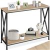 TecTake® Tavolo Console in Truciolato Effetto Legno, Telaio in Acciaio, Design Minimalista Industriale, Mobile Versatile per Casa e Corridoio, 100x35x80,5 cm - Industriale Legno Chiaro, Rovere Sonoma
