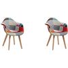 HJhomeheart Set di 2 Sedie da Pranzo in Tessuto Patchwork con Braccioli, Poltrona dal Design Moderno, Sedia da Cucina in Legno di Faggio Scandinavo (Rosso)