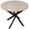 Skraut Home | Tavolo da pranzo fisso rotondo | Modello ZEN | 90 x 90 x 77 cm di altezza | Capacità per 4 persone | Materiali resistenti | Colore rovere | Gambe in metallo laccato nero opaco