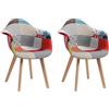 GrandCA HOME Set di 2 sedie per sala da pranzo, stile nordico, poltroncina patchwork, sedia da cucina, ufficio, rosso