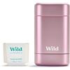 Wild - Starter kit per deodorante naturale ricaricabile con contenitore rosa aroma Fresh Cotton & Sea Salt (40g) - Senza Alluminio - Protezione Di Lunga Durata - Vegan
