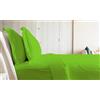 EUROSTYLE Set Completo Letto Art. RAIMBOW Tinta Unita Lenzuolo sotto Angoli Lenzuolo sopra Senza Angoli e Due federe abbinate in Fibra di Puro Cotone Naturale (Matrimoniale,Colore Verde)