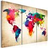 B&D XXL - Lavagna Di Sughero per Puntine - Mappa Mondo 120x80 cm 3 Pezzi - Bacheca Sughero da Parete & Quadri Componibili in un Uno - Grande Decorativo per Parete per le Note - Terra k-A-0006-p-f