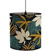 FANSU Paralume E27 Paralume in Tessuto Vintage Fiori Stampa Lampadario Copertura Lampada Accessori Luce Sostituibile Lampada Tavolo Lampada Comodino Paralume a Tamburo (Monstera blu,30x30x30cm)