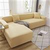OKJK Copridivano per Divano in Pelle Impermeabile Elastico Morbido Tessuto Confortevole, Copridivano con Chaise Longue Adatto per la Maggior Parte dei divani,Beige,4-Seat 230-300cm