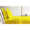 EUROSTYLE Set Completo Letto Art. RAIMBOW Tinta Unita Lenzuolo sotto Angoli Lenzuolo sopra Senza Angoli e Due federe abbinate in Fibra di Puro Cotone Naturale (Matrimoniale,Colore Giallo)